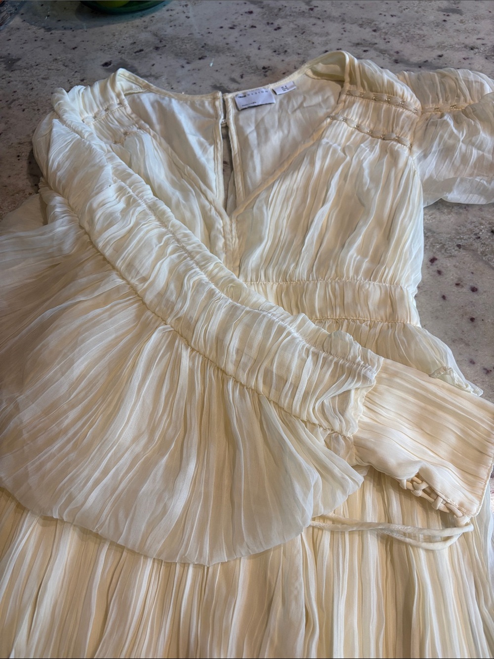 ASOS DESIGN Ruched layered midi dress in cream size 4 - Picture 9 of 16